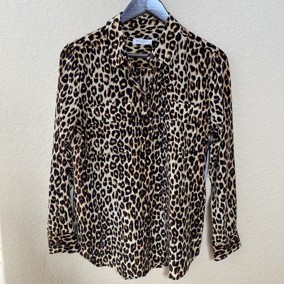 Equipment Slim Signature Leopard Silk Shirt Small - Picture 2 of 6